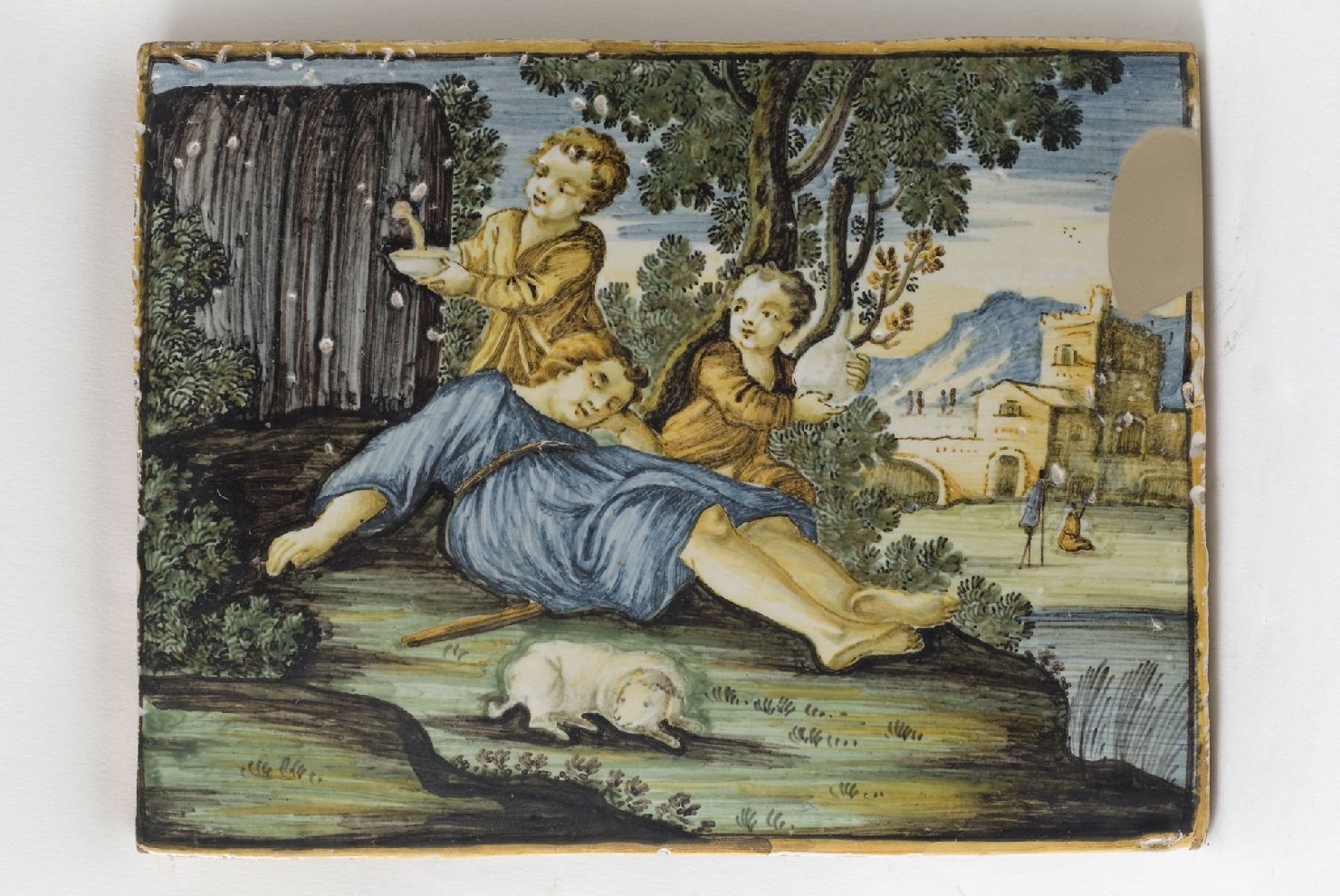 scena pastorale (targa, opera isolata) di Grue Nicola Tommaso di Giovanni (scuola) (seconda metà sec. XVIII)