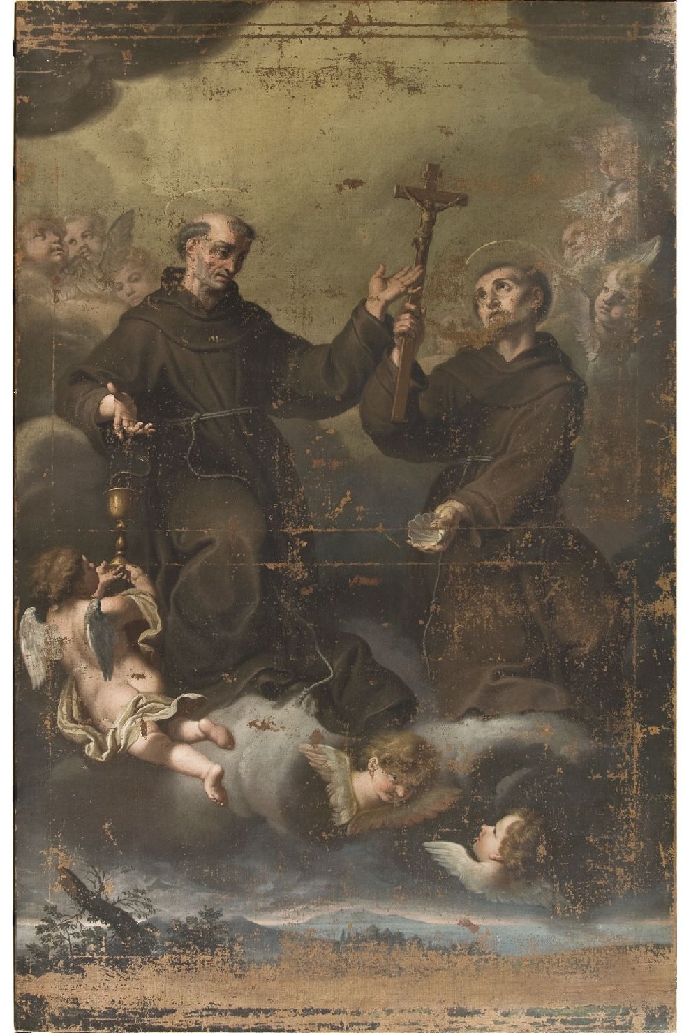Santi minoriti in gloria (dipinto, opera isolata) di Boccanera Giacinto (attribuito) (sec. XVIII)
