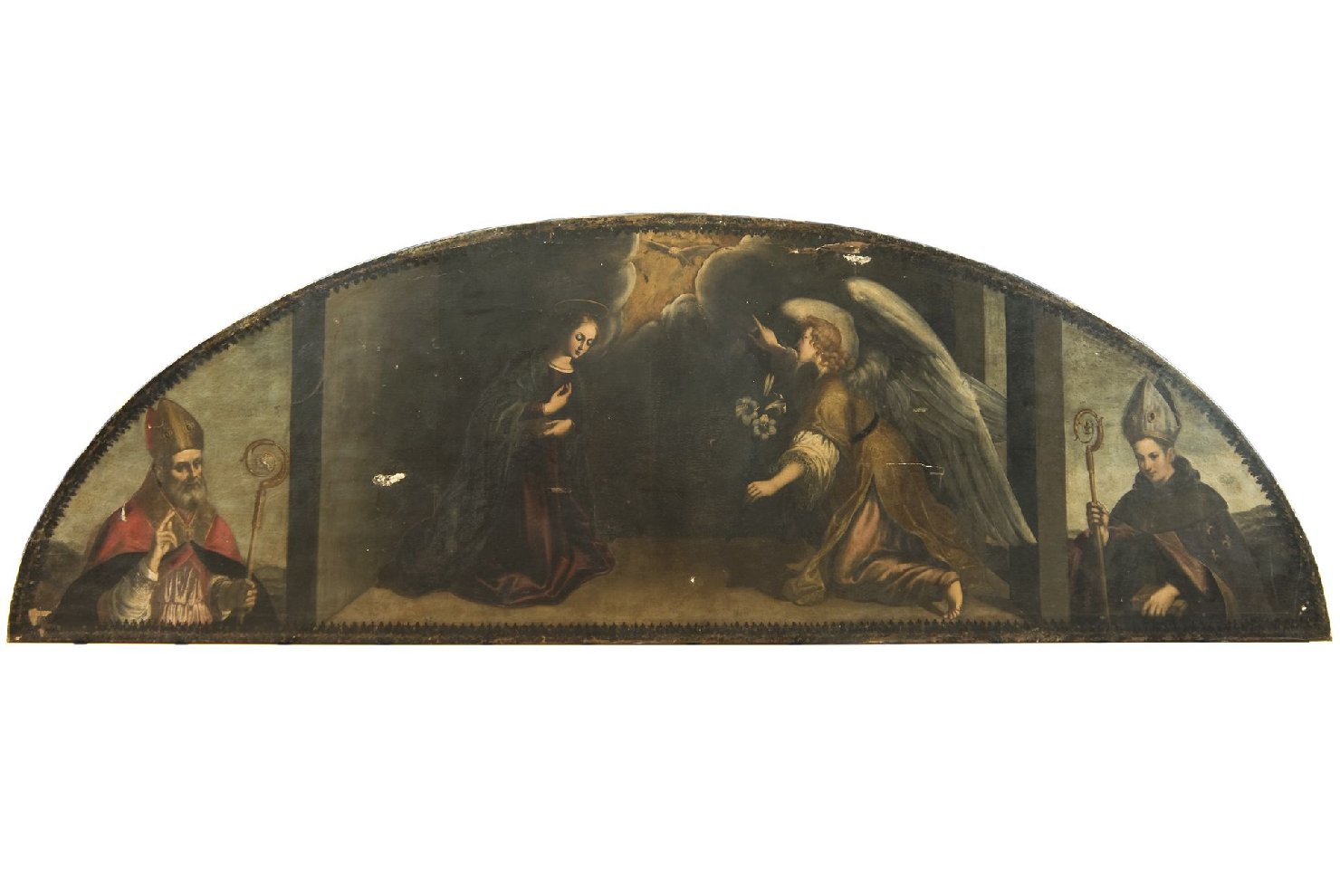 Annunciazione e Santi (lunetta, opera isolata) - ambito dell'Italia centrale (prima metà sec. XVII)