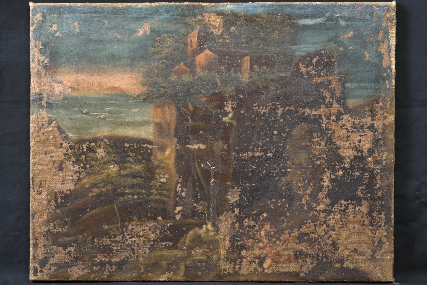 paesaggio con San Girolamo (dipinto, opera isolata) - ambito italiano (secc. XVII/ XVIII)