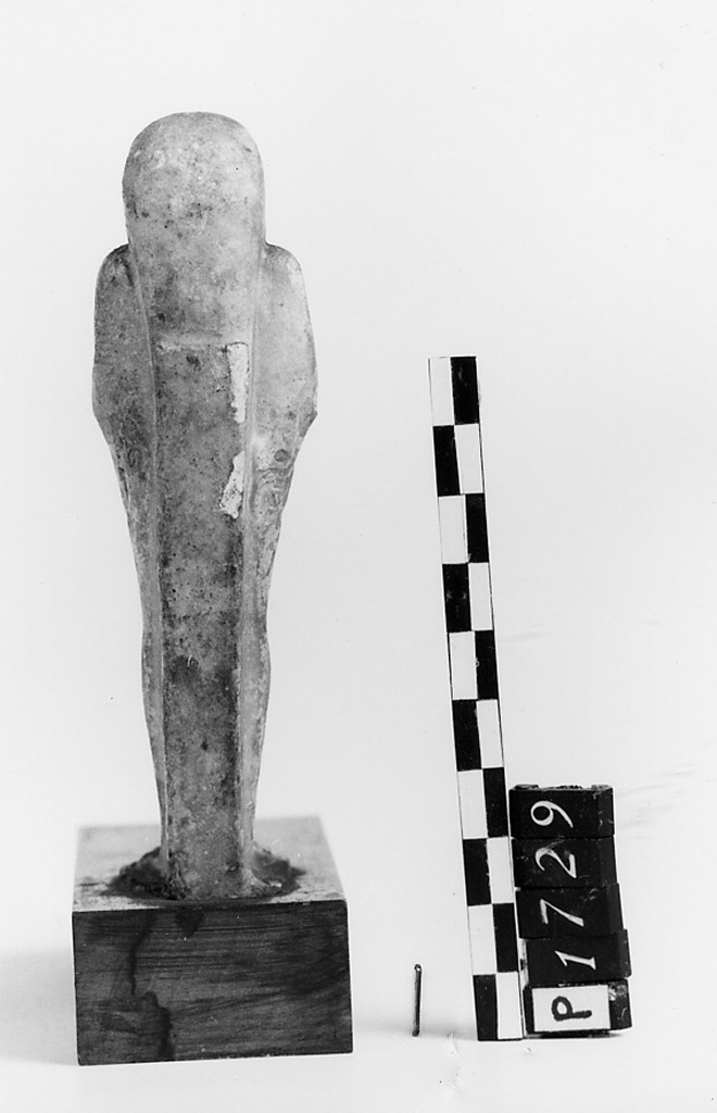 Ushabti mummiforme con pilastro dorsale, Schneider Cl. XIA3 (Epoca tarda-Tolemaica)