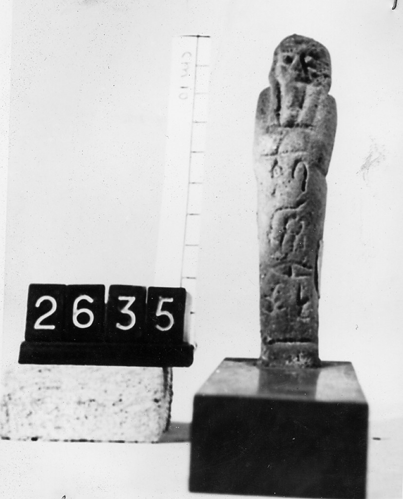 Ushabti mummiforme con pilastro dorsale, Schneider Cl. XIA5 (Epoca tarda)