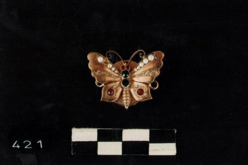 farfalla (fermaglio, fermagli, gioielli) - bottega calabrese (sec. XIX fine - sec. XX inizio, da 1890 a 1910)