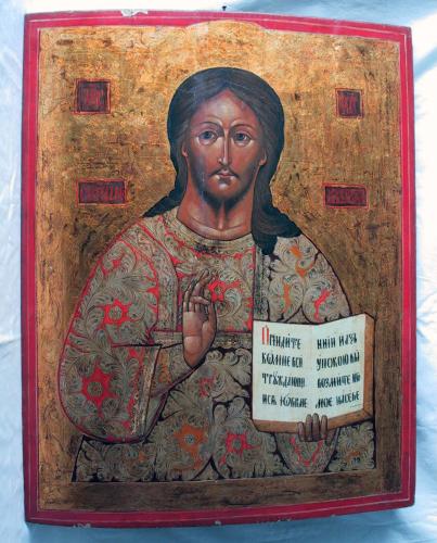 Cristo Pantocratore (icona, opera isolata) - ambito russo (sec. XVII)