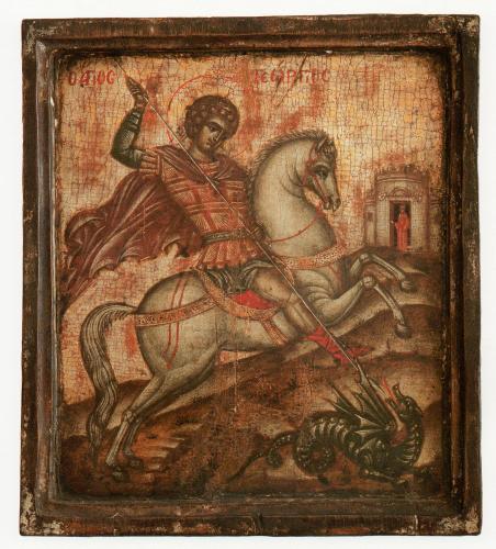 San Giorgio e il drago (icona, opera isolata) - ambito greco (sec. XVII)