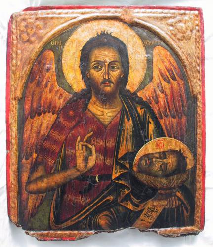 San Giovanni Battista come angelo del Nuovo Testamento (icona, opera isolata) - ambito greco (sec. XVI)