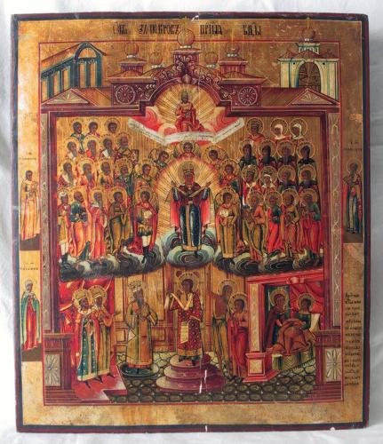 Madonna in Maestà (icona, opera isolata) - ambito russo (sec. XVII)