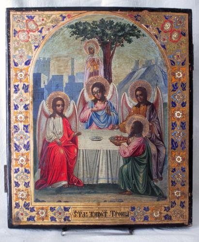 Abramo e i tre angeli (icona, opera isolata) - ambito russo (sec. XIX)