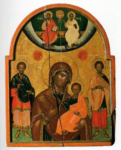 Madonna con Bambino, Trinità, S. Cosimo e S. Damiano, Madonna con Bambino (icona, opera isolata) - ambito russo (sec. XVIII)