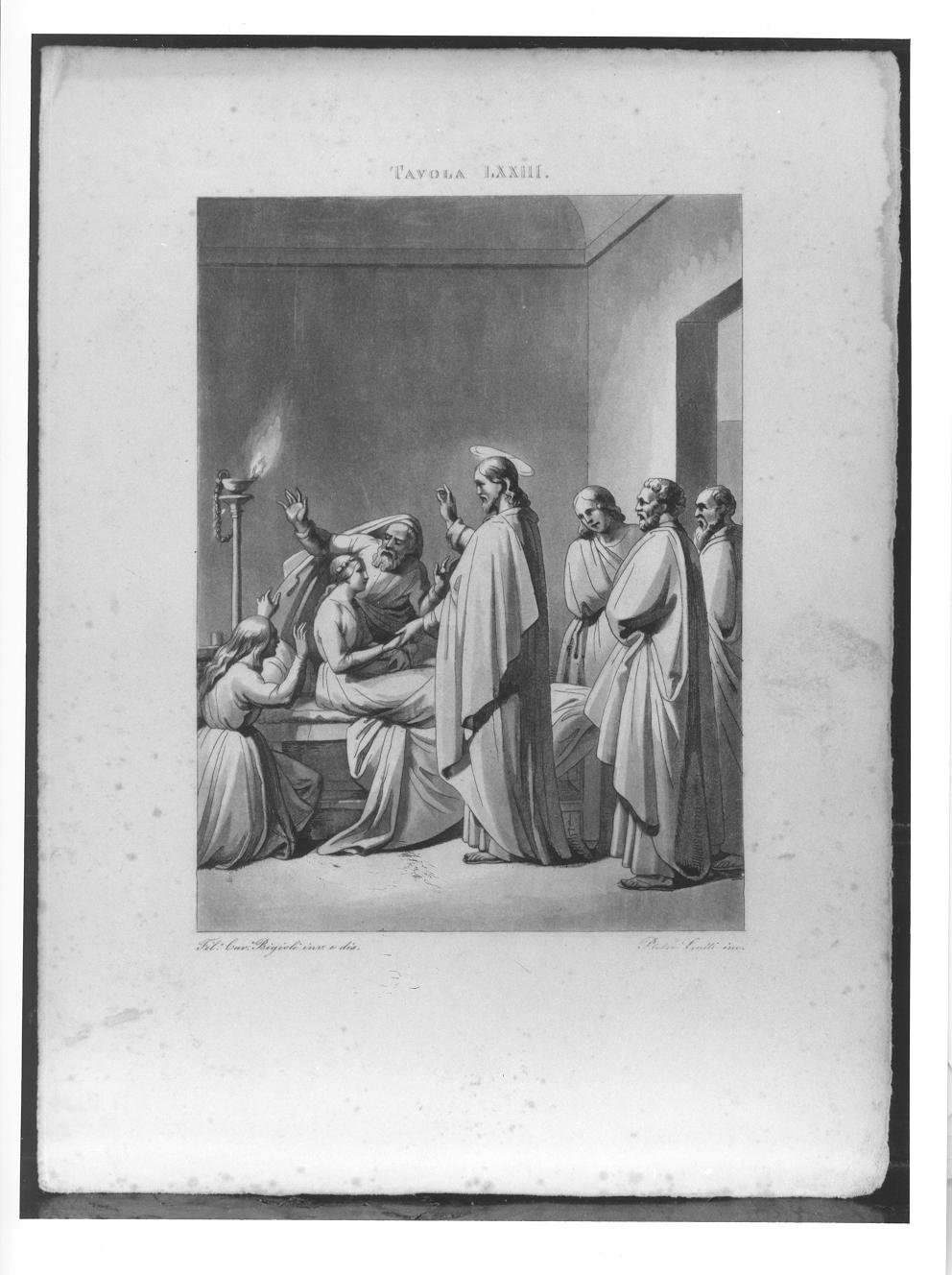 Gesù resuscita la figlia di Giairo (stampa) di Gatti Pietro, Bigioli Filippo (prima metà sec. XIX)