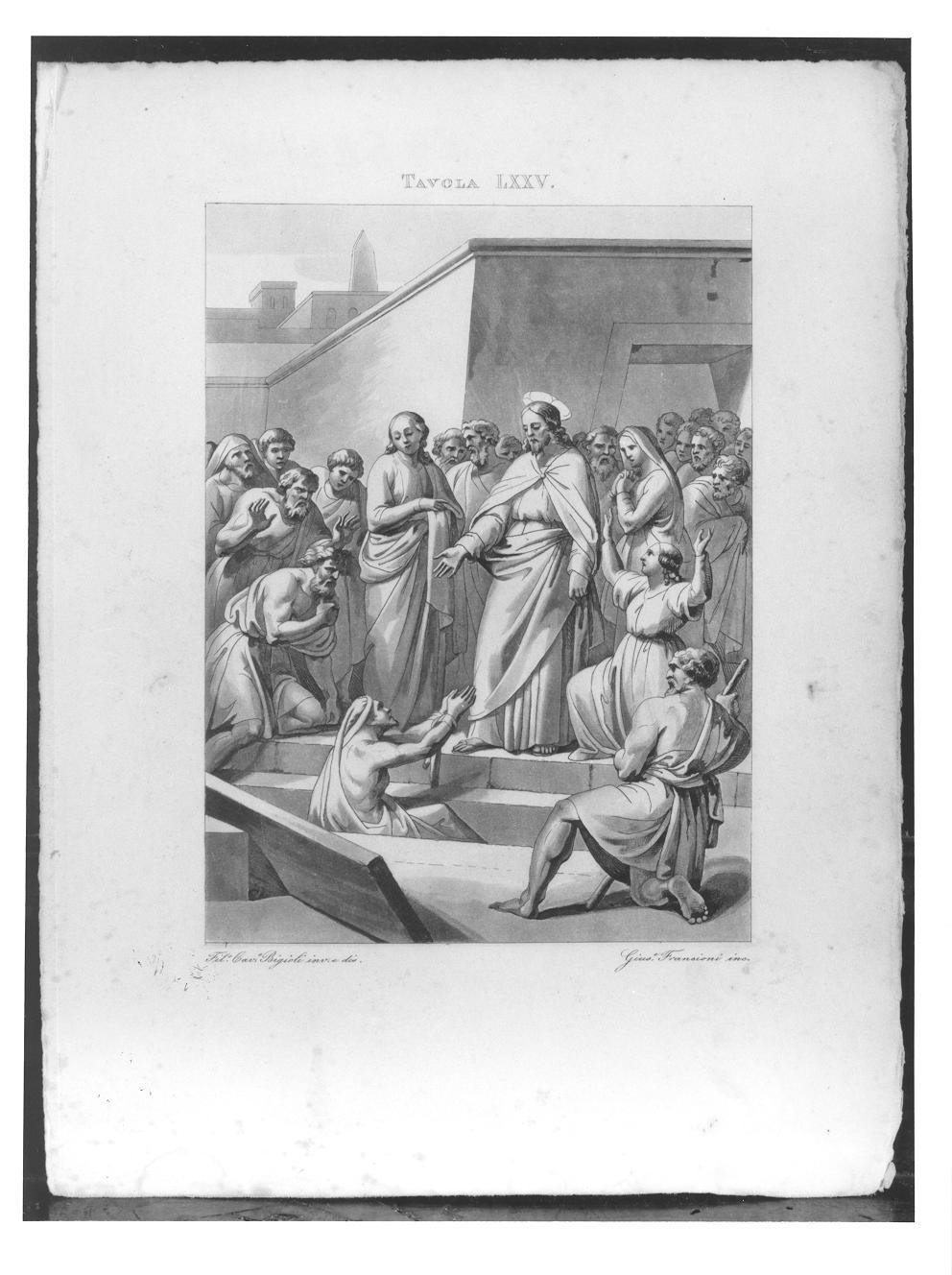 Ressurrezione di Lazzaro (stampa) di Bigioli Filippo (prima metà sec. XIX)