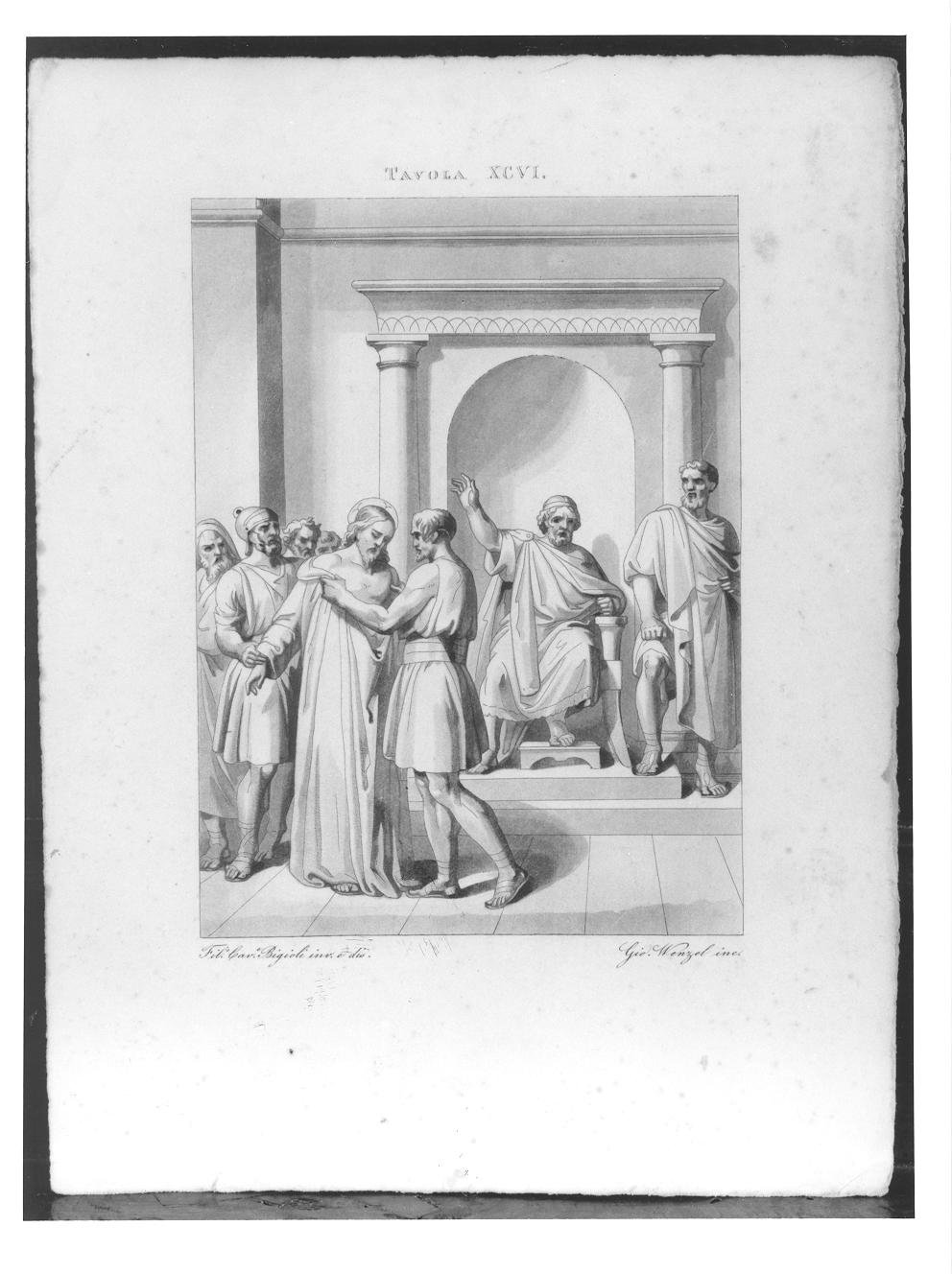 Gesù davanti a Pilato (stampa) di Wenzel Giovanni, Bigioli Filippo (prima metà sec. XIX)