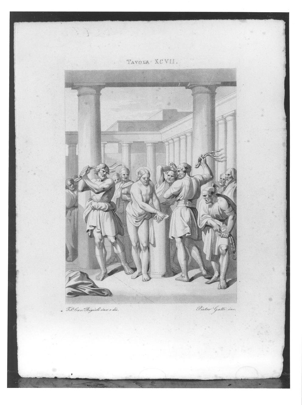Flagellazione di Cristo (stampa) di Gatti Pietro, Bigioli Filippo (prima metà sec. XIX)