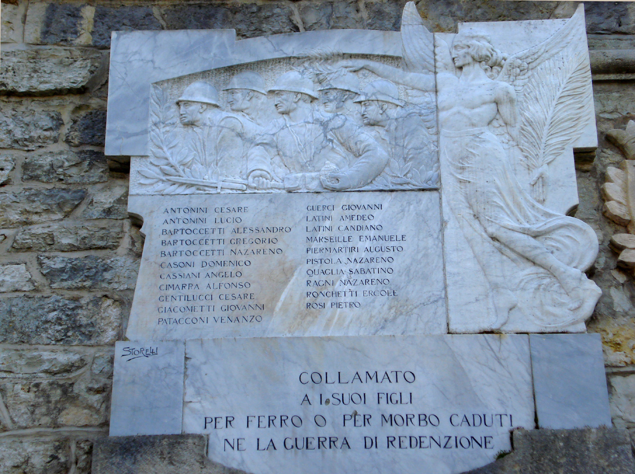 lapide commemorativa ai caduti di Siro Storelli (attribuito) (primo quarto XX)