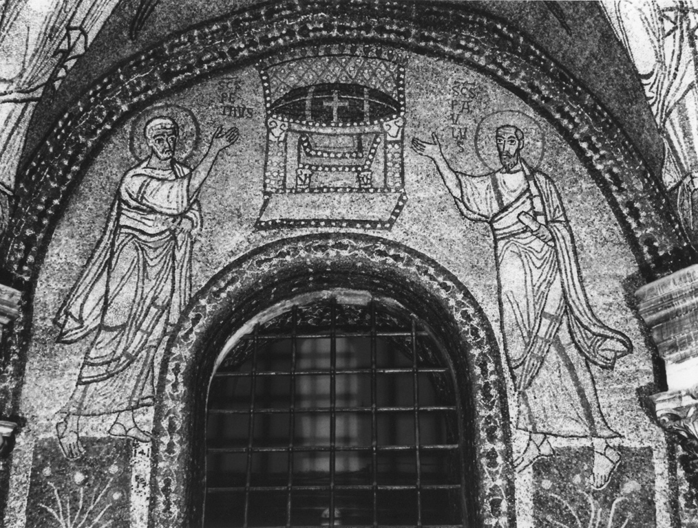 L'Etimasia con i santi Pietro e Paolo (decorazione musiva, complesso decorativo) - ambito romano (sec. IX)