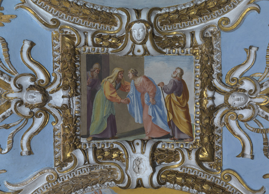 visitazione (dipinto murale) di Manenti Vincenzo (attribuito) (sec. XVII)