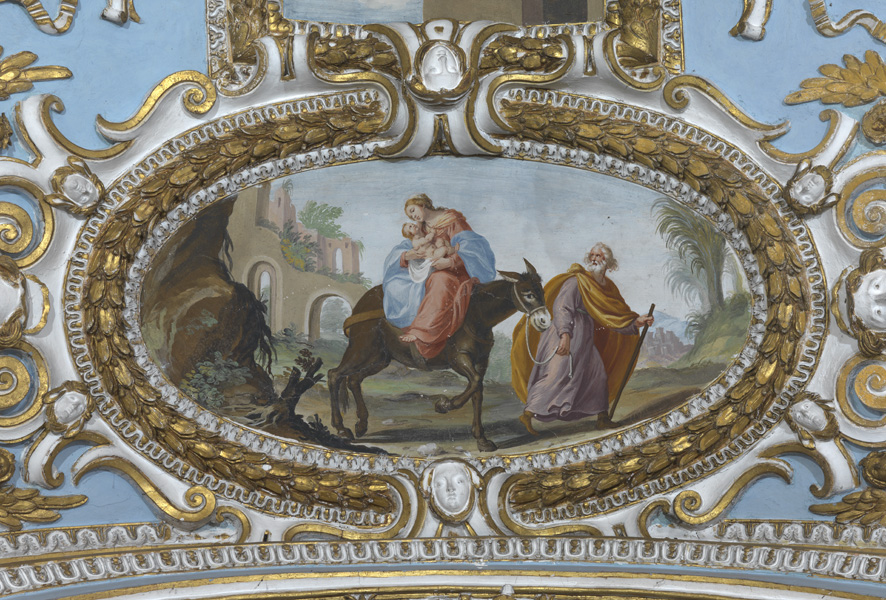 fuga in Egitto (dipinto murale) di Manenti Vincenzo (attribuito) (sec. XVII)