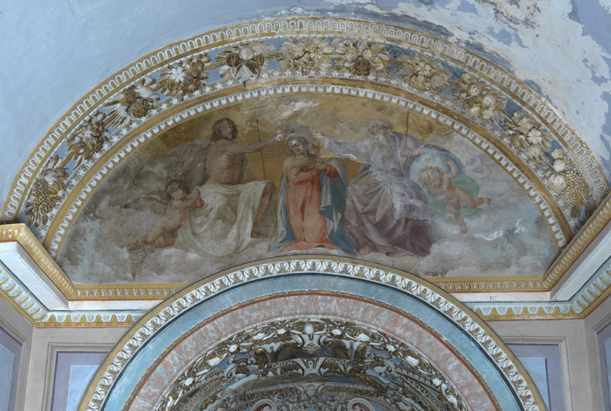 incoronazione di Maria Vergine (dipinto murale) di Manenti Vincenzo (attribuito) (sec. XVII)
