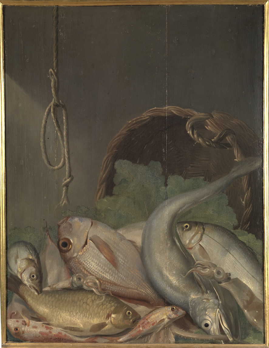 natura morta con pesci (dipinto) di Balbi Filippo (sec. XIX)