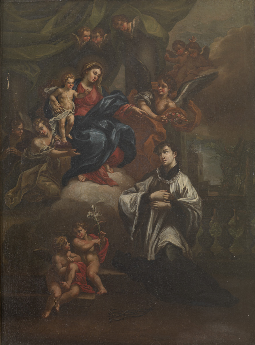 Madonna con Bambino e San Luigi Gonzaga (dipinto) di Sperduti Paolo (sec. XVIII)