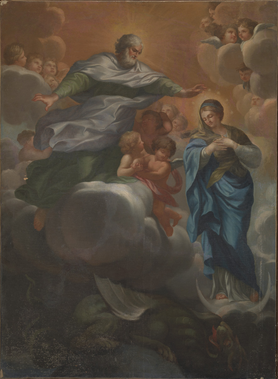 Madonna Immacolata con Dio Padre (dipinto) - ambito laziale (sec. XVIII)