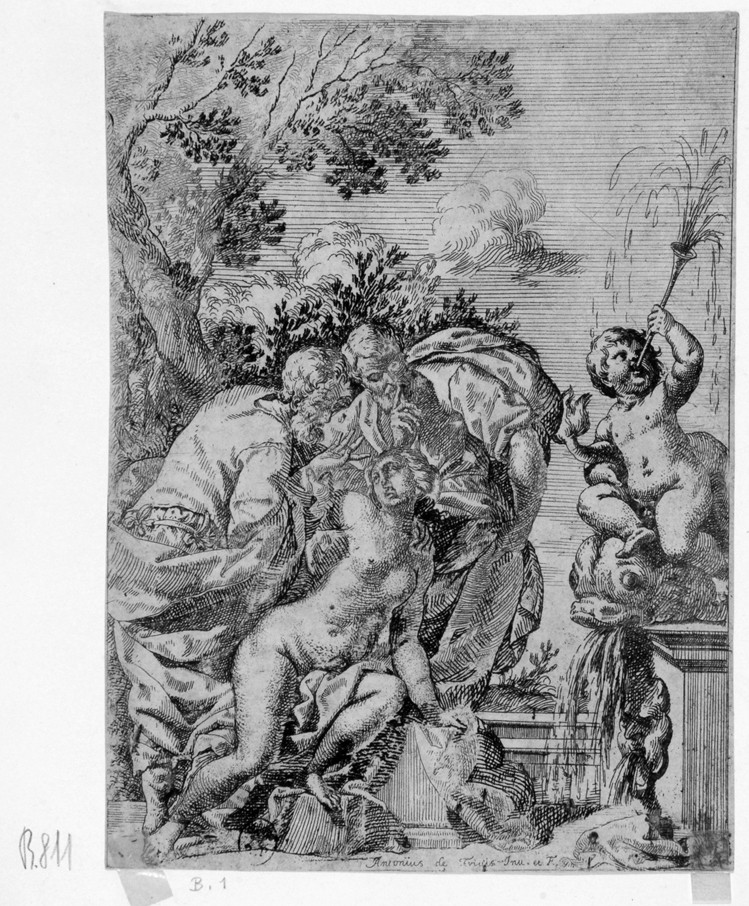 Susanna e i vecchi (stampa smarginata) di De Trivis Antonio (seconda metà sec. XVII)