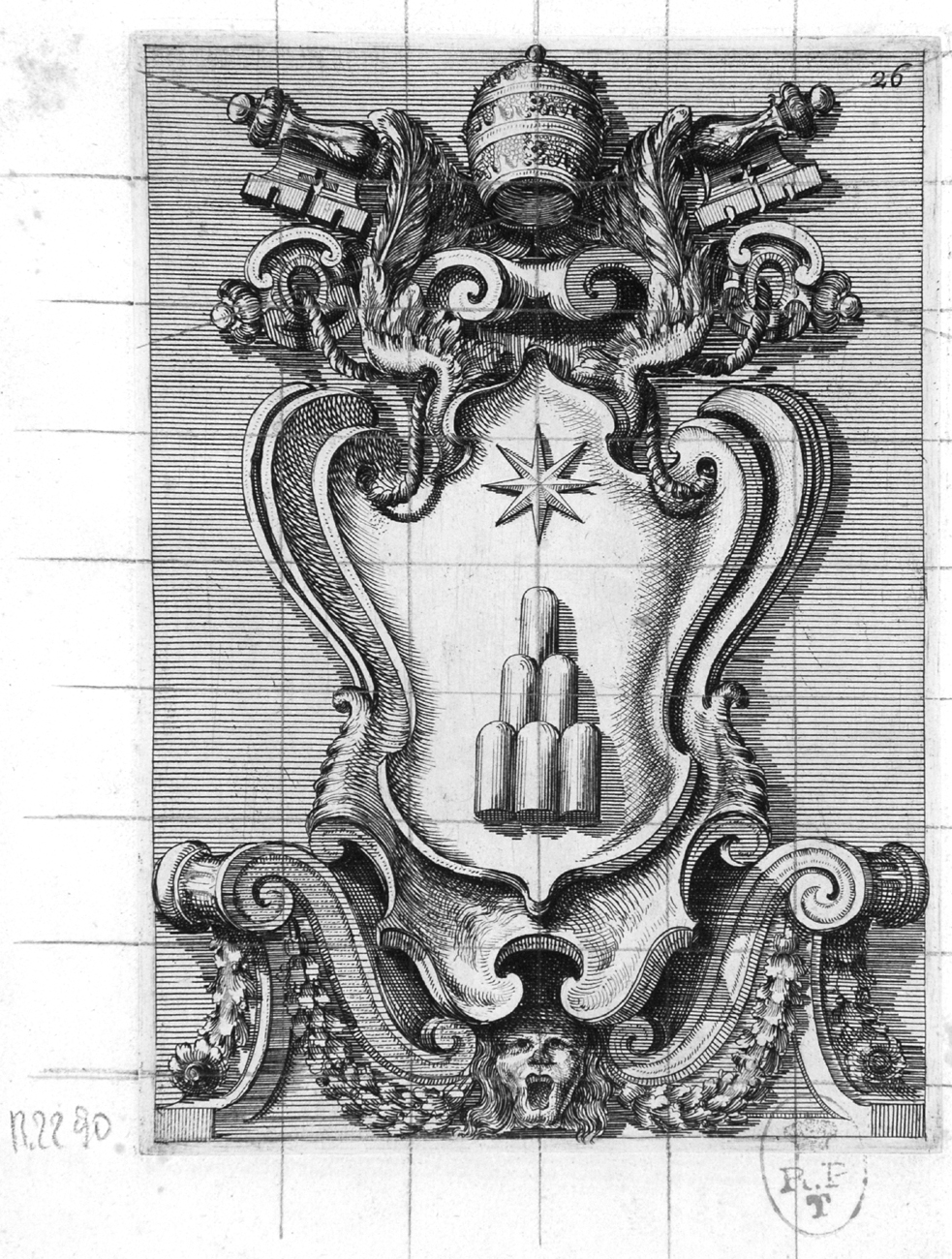 stemma papale di Alessandro VII (stampa, serie) di Juvarra Filippo, Bernini Gian Lorenzo (sec. XVIII)