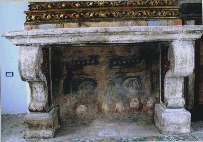 Volti maschili e femminili, putti alati (dipinto) - ambito lucano (seconda metà sec. XIX)