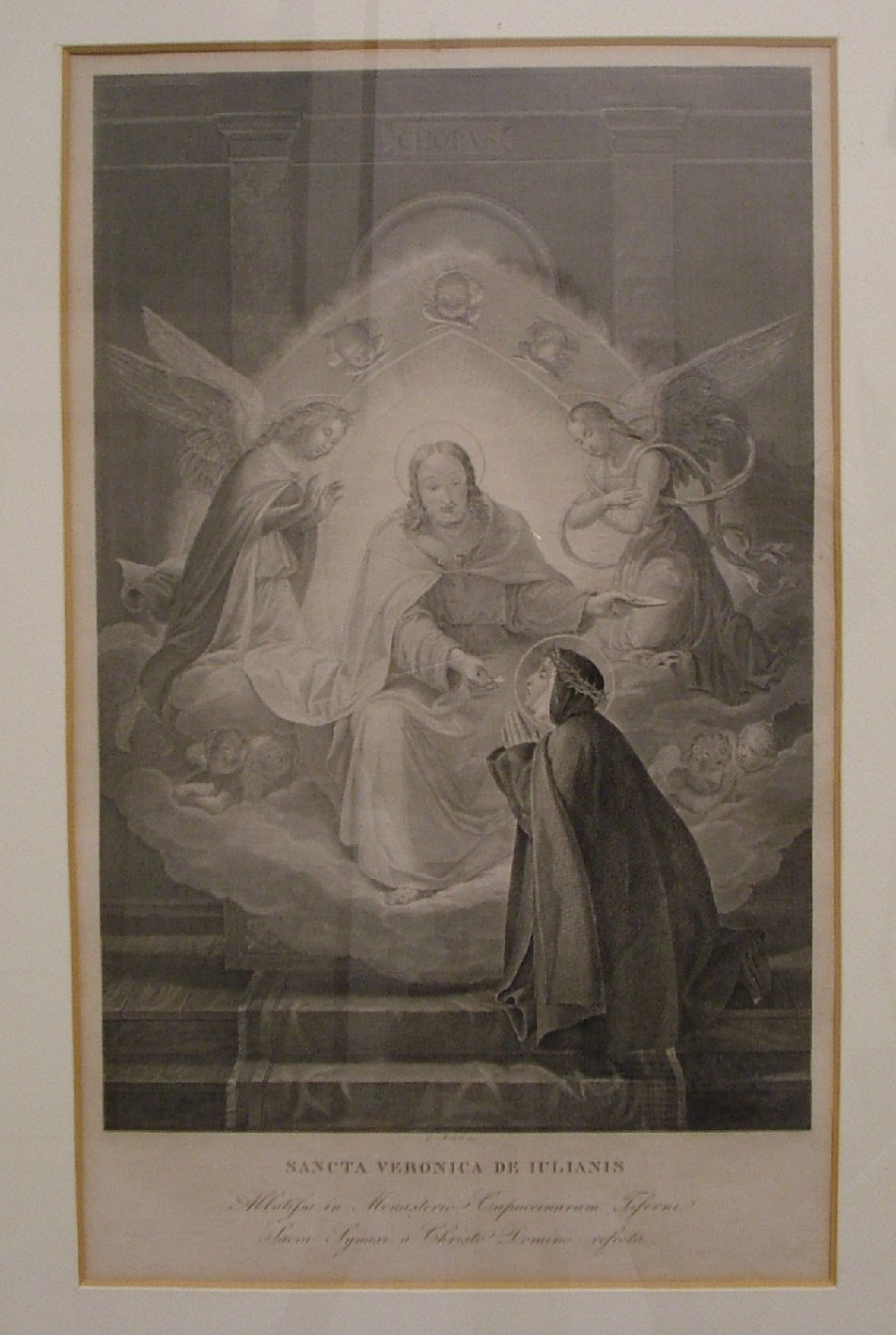 Santa Veronica Giuliani riceve la comunione da Cristo (stampa) di Mochetti Alessandro (secc. XVIII/ XIX)