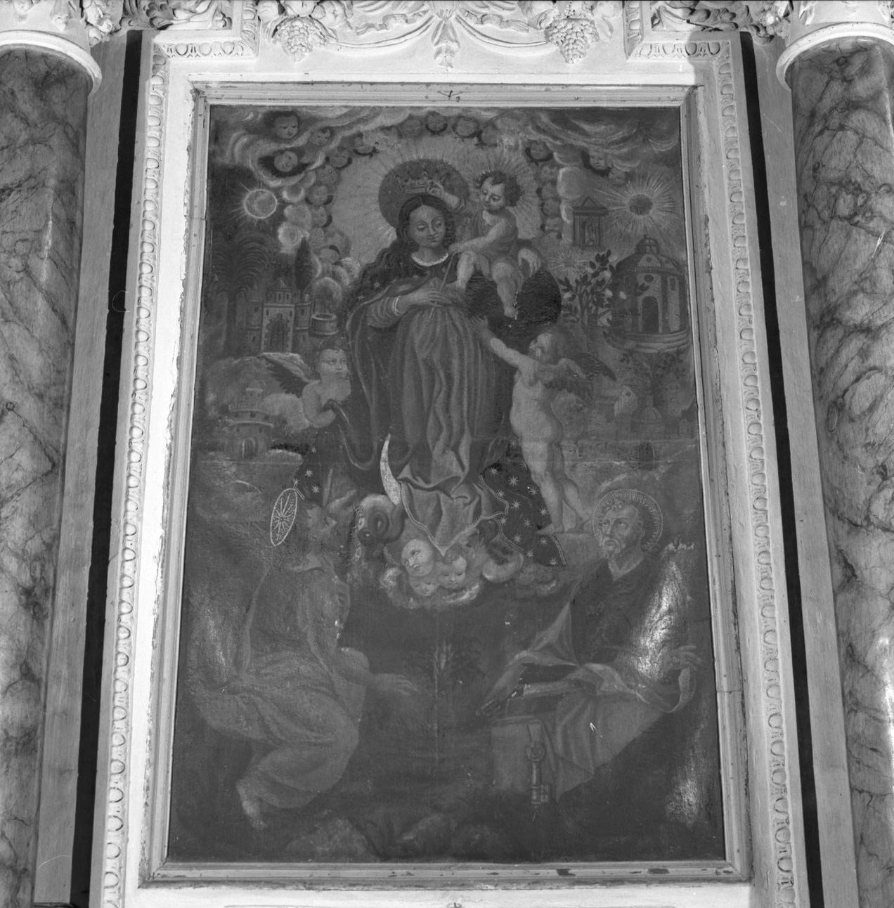 Immacolata Concezione con San Giovanni Battista e San Pietro (dipinto, elemento d'insieme) - ambito toscano (primo quarto sec. XVII)