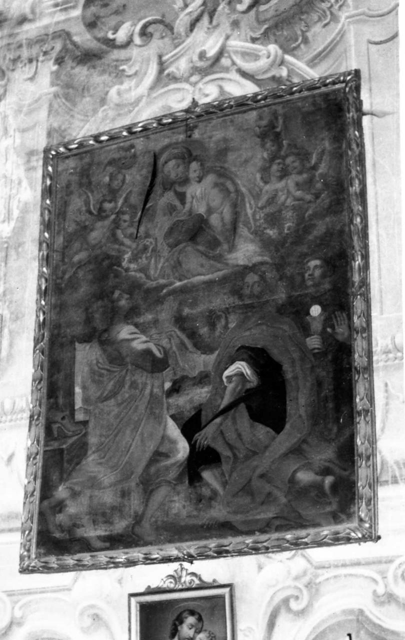 Madonna con Bambino e i santi Crispino, Crispiniano, Nicola da Tolentino (dipinto) di Martinelli Girolamo (fine sec. XVII)