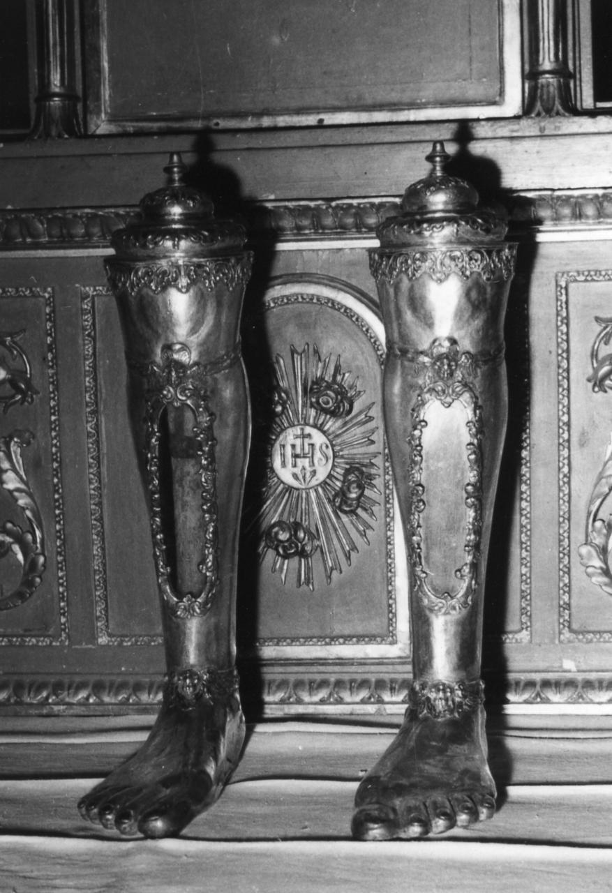 reliquiario antropomorfo - a gamba, serie - bottega Italia settentrionale (seconda metà sec. XVII)