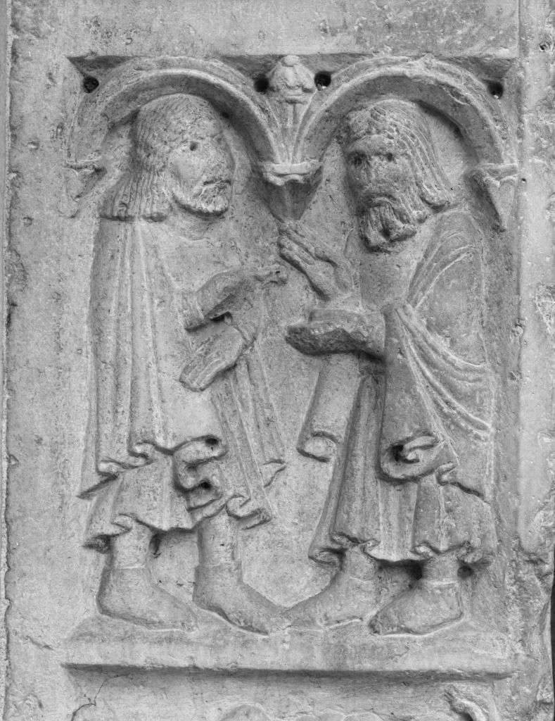 incontro di Sant'Anselmo e Astolfo (formella, elemento d'insieme) di Wiligelmo (sec. XII)