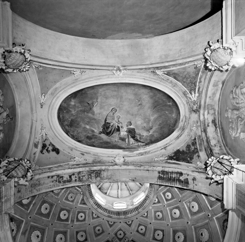 Madonna del Rosario con San Domenico sulle nuvole (decorazione plastico-pittorica, complesso decorativo) - manifattura modenese (sec. XIX)