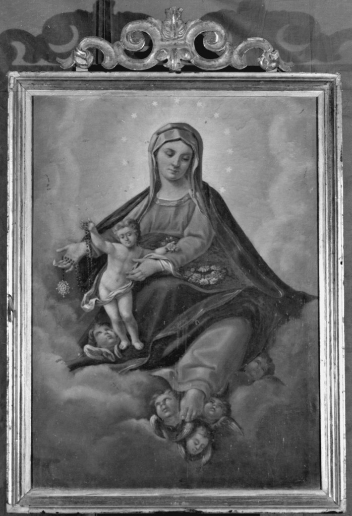 Madonna del Rosario; monogramma mariano (stendardo processionale) - manifattura modenese (inizio sec. XX)