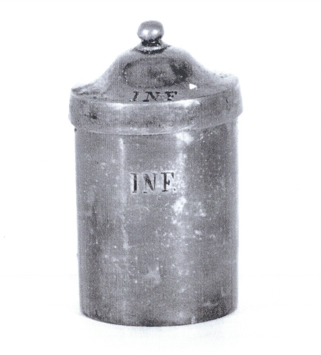 vasetto per l'olio degli infermi, elemento d'insieme - bottega veneta (sec. XIX)