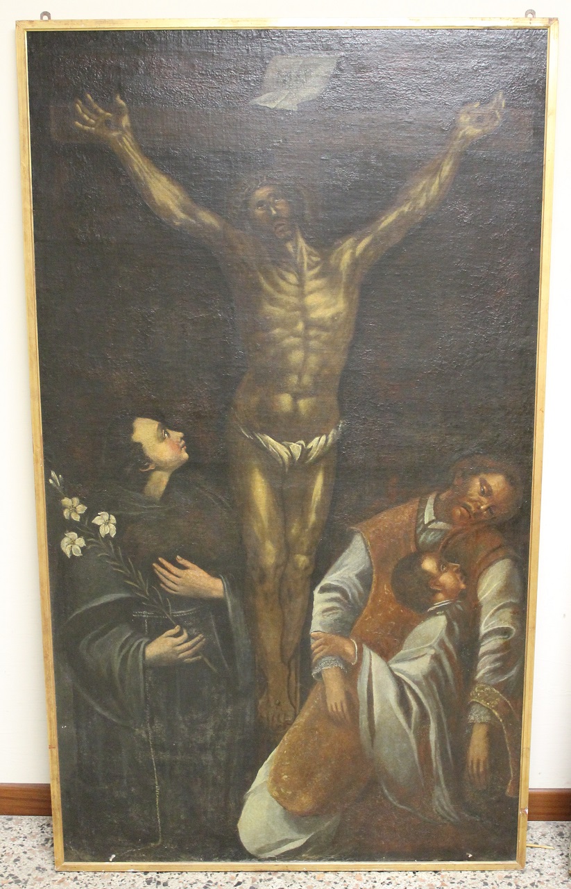 Cristo crocifisso fra sant'Antonio da Padova e sant'Andrea Avellino (dipinto) - ambito veneto (sec. XVIII)