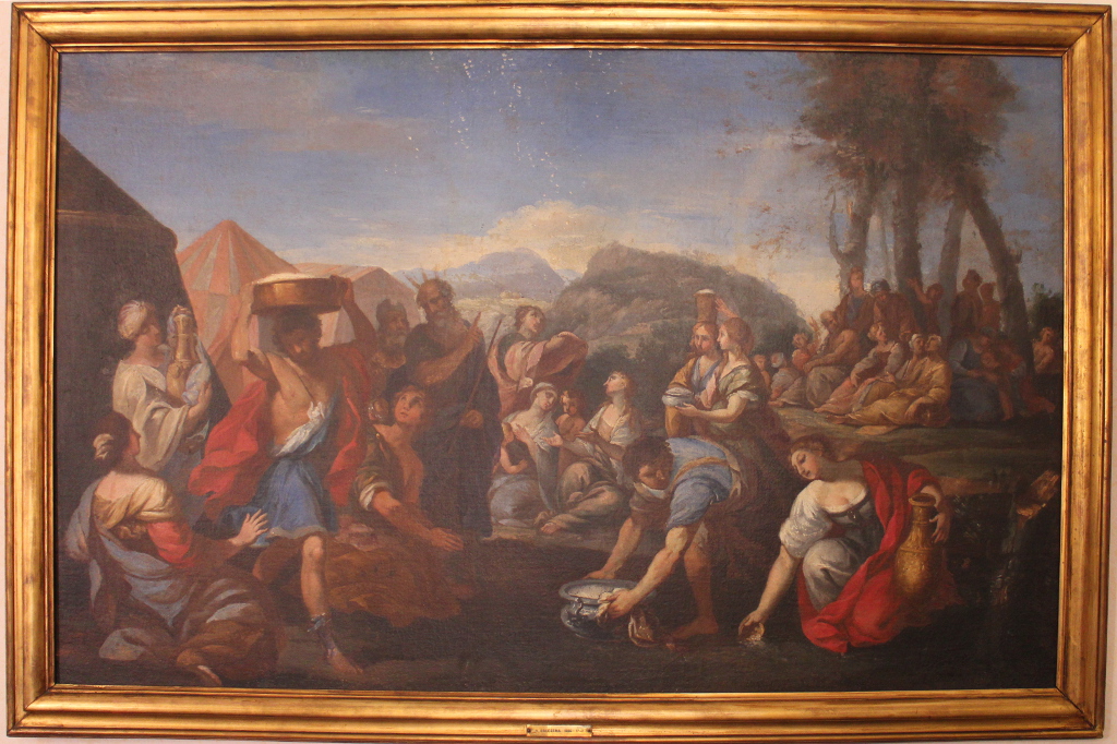 raccolta della manna (dipinto) di Brusaferro Girolamo (maniera) (prima metà sec. XVIII)