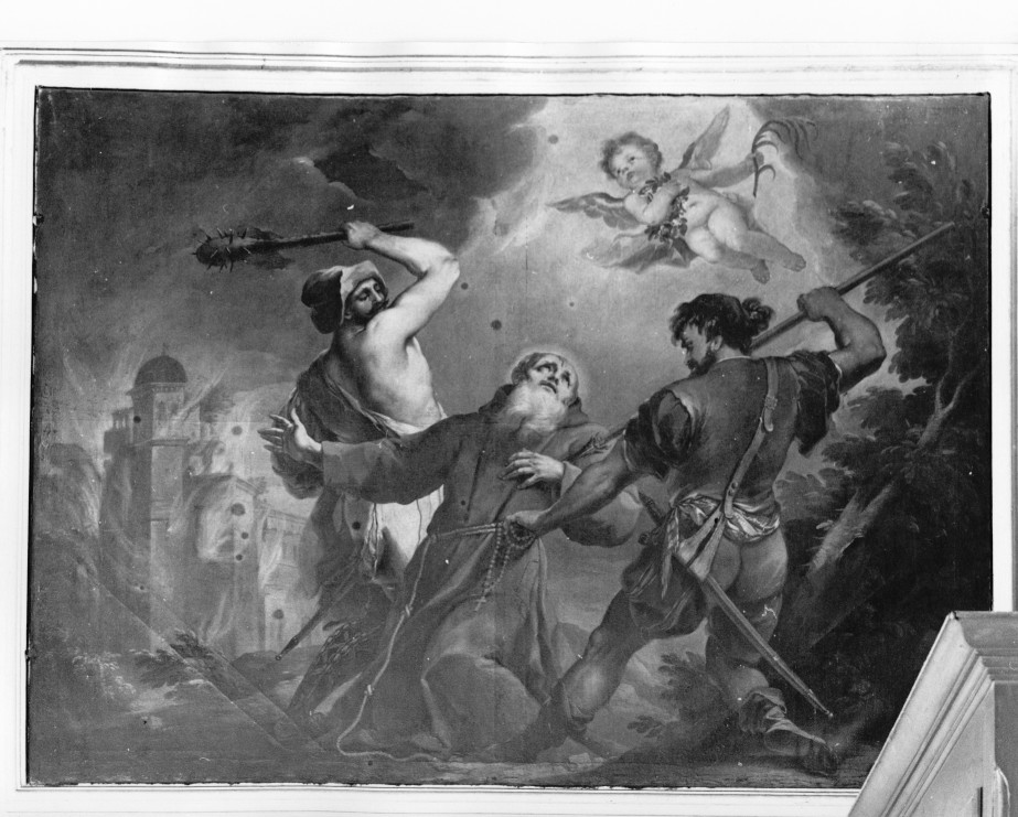 San Felice da Sigmaringen viene ucciso dai contadini (dipinto, ciclo) di Pasqualotto Costantino detto Costantini (sec. XVIII)