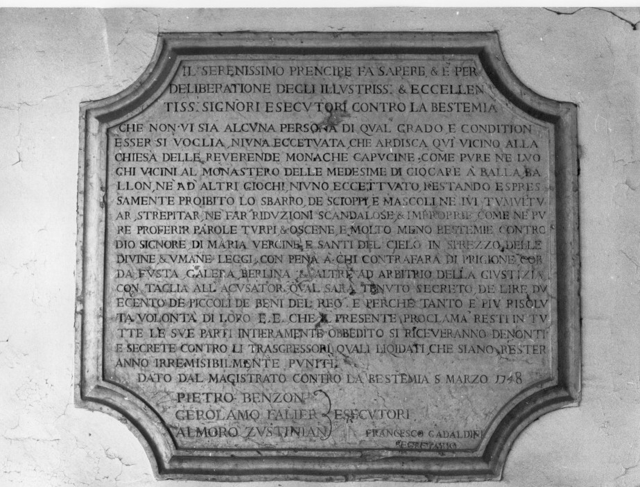 lapide, opera isolata - bottega veneta (sec. XVIII)