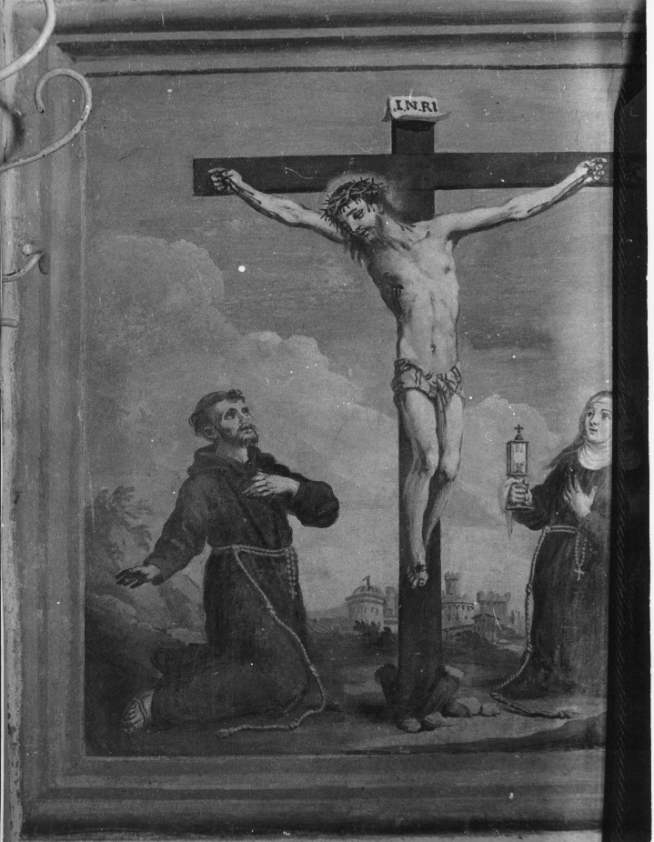 Cristo crocifisso con San Francesco d'Assisi e Santa Chiara (dipinto, opera isolata) - ambito veronese (sec. XVIII)