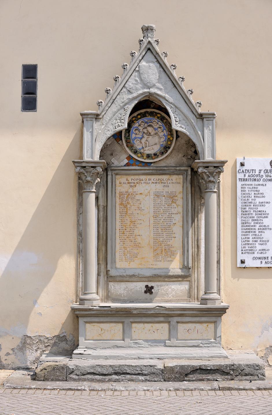 Monumento ai caduti di Capolona, soggetto assente (monumento ai caduti - a edicola, opera isolata) - ambito aretino (primo quarto XX)