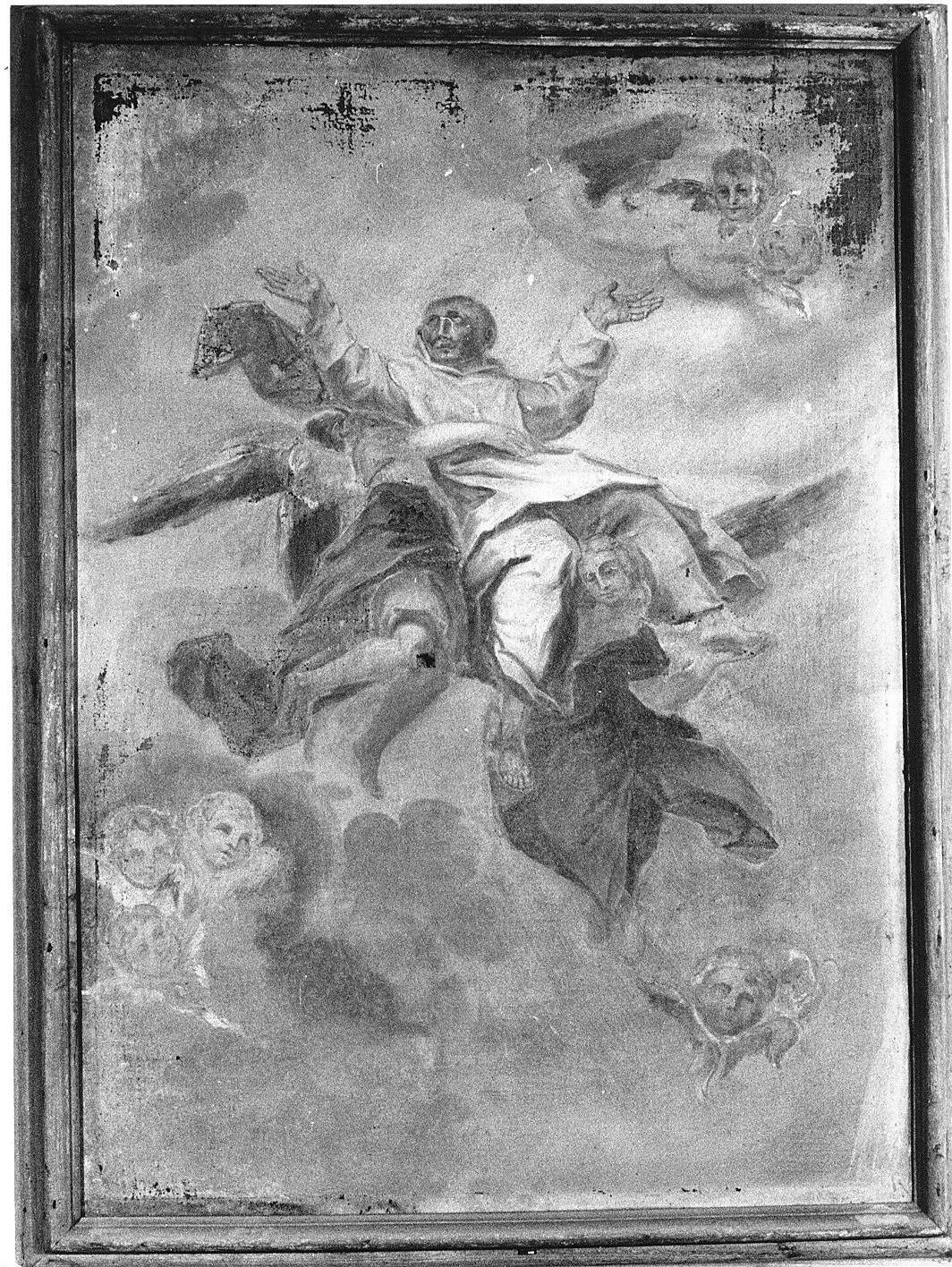 San Bruno sollevato in cielo dagli angeli (dipinto, opera isolata) - ambito Italia settentrionale (primo quarto sec. XVIII)
