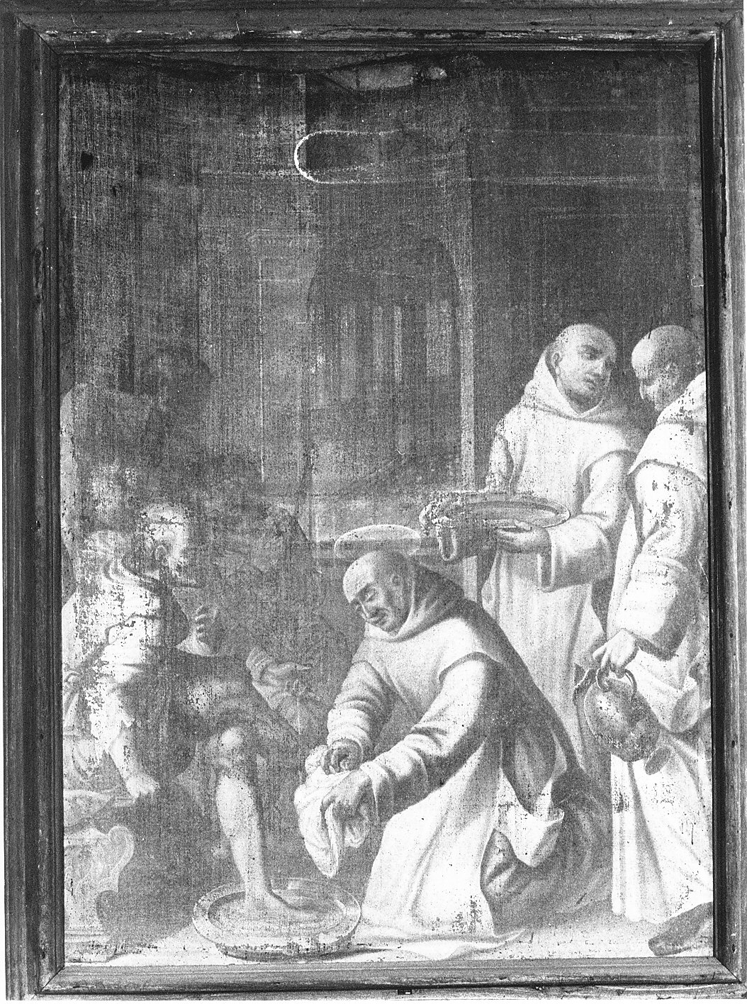 San Bruno lava i piedi ai postulanti (dipinto, elemento d'insieme) di Georgius (primo quarto sec. XVIII)