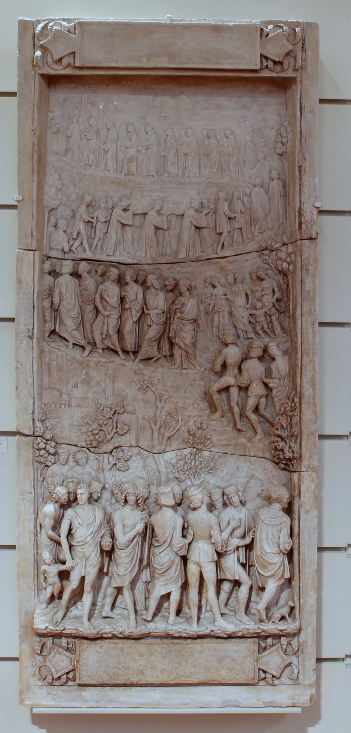 Traslazione delle ceneri di Gian Galeazzo (calco di formella, opera isolata) di Pierotti Edoardo (attribuito) (sec. XIX)