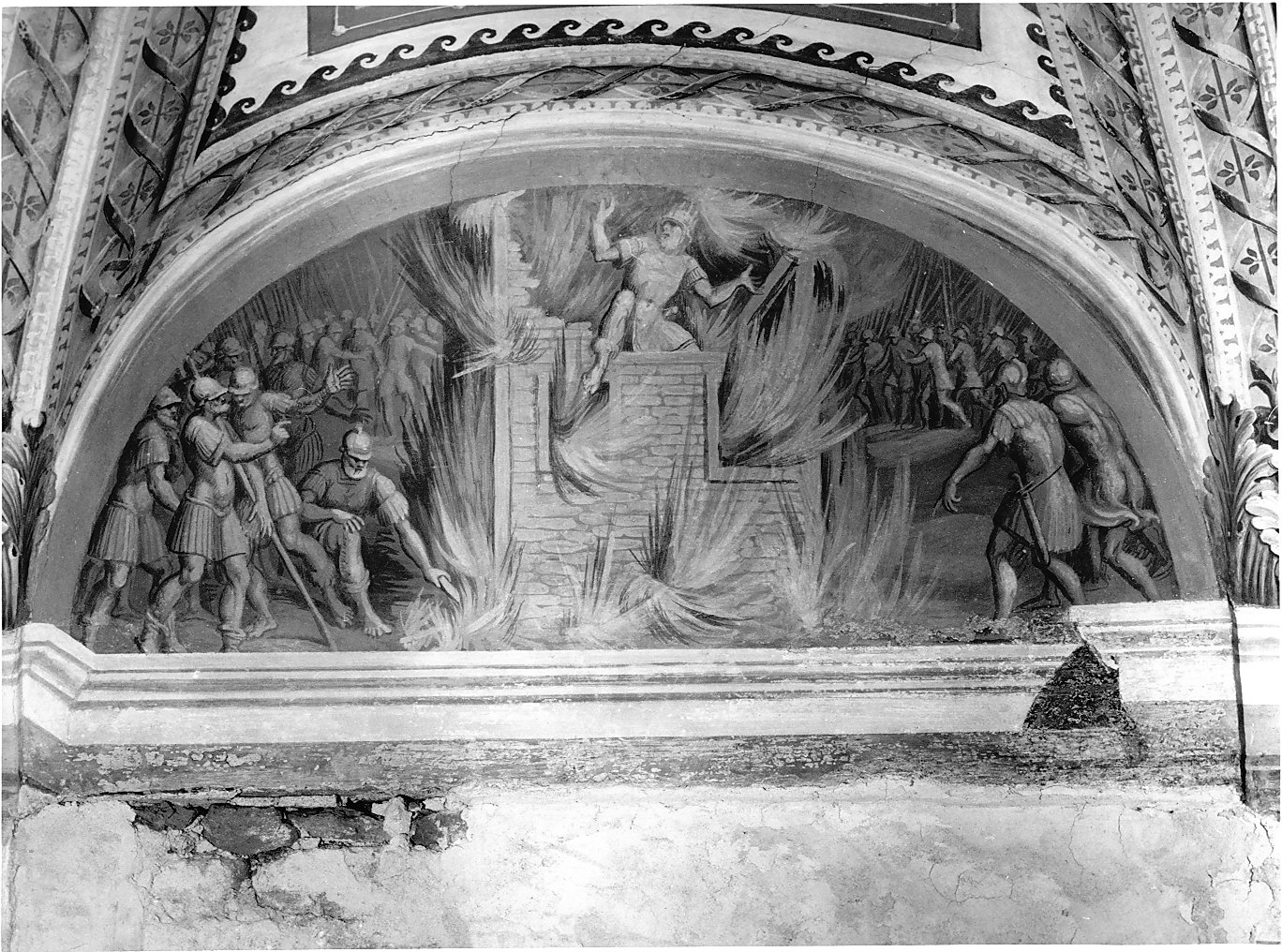 uccisione di Valentiniano II (dipinto murale, elemento d'insieme) di Pozzo Giovan Battista (attribuito) (seconda metà sec. XVI)