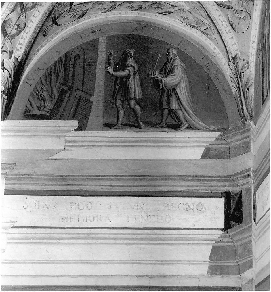 il fratello del re rifiuta la corona (dipinto murale, elemento d'insieme) di Pozzo Giovan Battista (attribuito) (seconda metà sec. XVI)