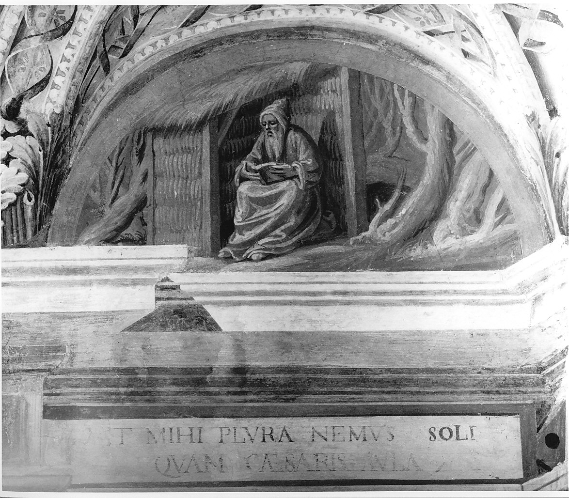eremita (dipinto murale, elemento d'insieme) di Pozzo Giovan Battista (attribuito) (seconda metà sec. XVI)