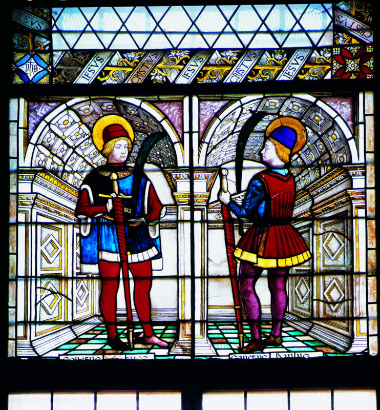 San Protasio e San Gervasio martiri (vetrata dipinta) - ambito lombardo, ambito lombardo (sec. XV)