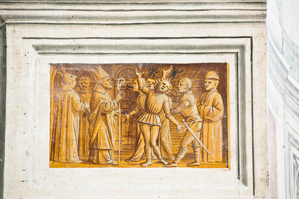 Storie di Sant'Ambrogio (dipinto murale, ciclo) - ambito lombardo (sec. XV)